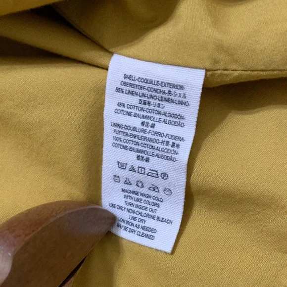 Free People Women’s Embroidered Linen Blend Blouse Jacket Mustard Hippie Boho M - Picture 8 of 12